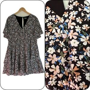 ARULA Black Floral Mini Dress